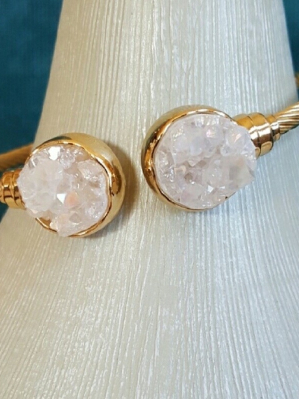 Gold-Tone White Druzy Cuff Bracelet - Picture 4 of 4